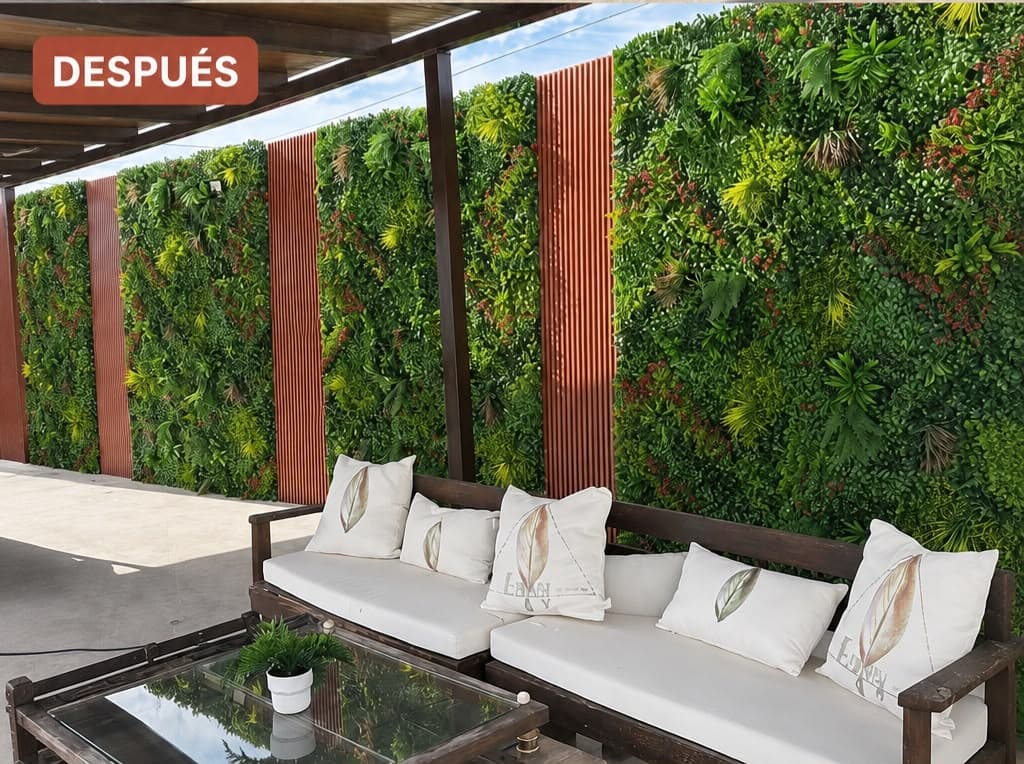 Después — Un patio convertido en jardín, sin plantar nada
